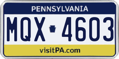 PA license plate MQX4603