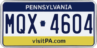 PA license plate MQX4604