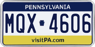 PA license plate MQX4606