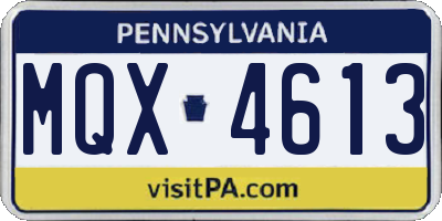 PA license plate MQX4613