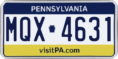 PA license plate MQX4631