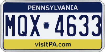 PA license plate MQX4633