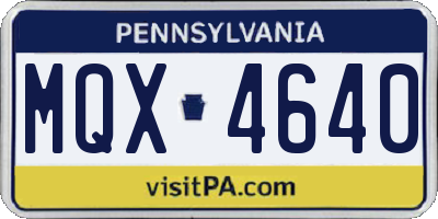 PA license plate MQX4640