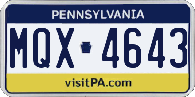 PA license plate MQX4643