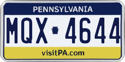 PA license plate MQX4644