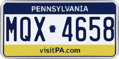 PA license plate MQX4658