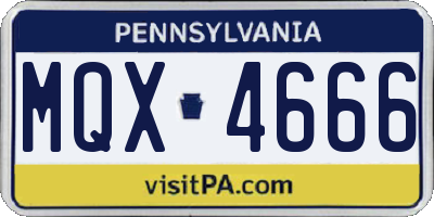 PA license plate MQX4666