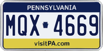 PA license plate MQX4669