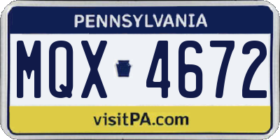 PA license plate MQX4672