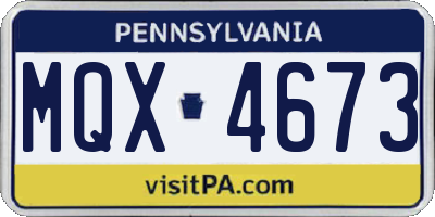 PA license plate MQX4673