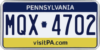 PA license plate MQX4702
