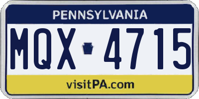PA license plate MQX4715
