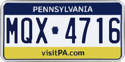 PA license plate MQX4716