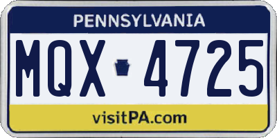 PA license plate MQX4725