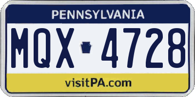 PA license plate MQX4728