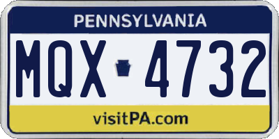 PA license plate MQX4732