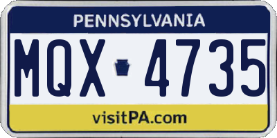 PA license plate MQX4735