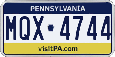 PA license plate MQX4744