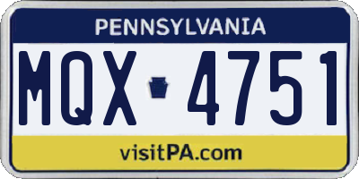 PA license plate MQX4751