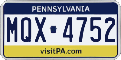 PA license plate MQX4752