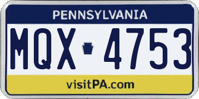 PA license plate MQX4753