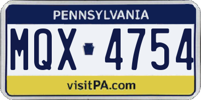 PA license plate MQX4754