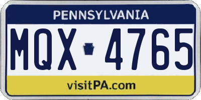 PA license plate MQX4765