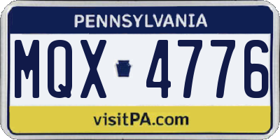 PA license plate MQX4776