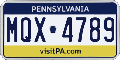 PA license plate MQX4789