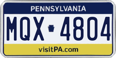 PA license plate MQX4804