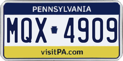 PA license plate MQX4909
