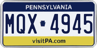 PA license plate MQX4945