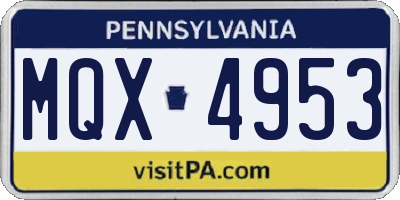 PA license plate MQX4953