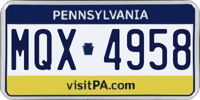 PA license plate MQX4958