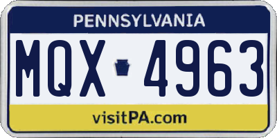 PA license plate MQX4963
