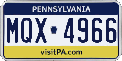 PA license plate MQX4966
