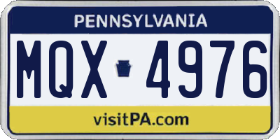PA license plate MQX4976
