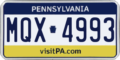 PA license plate MQX4993