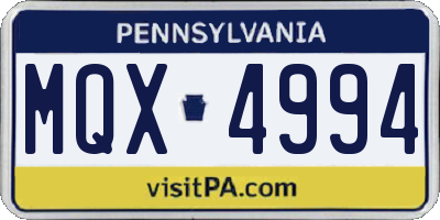 PA license plate MQX4994