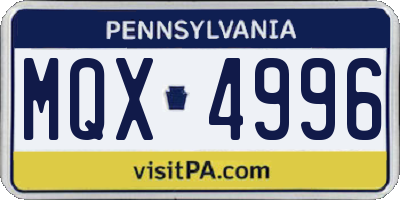 PA license plate MQX4996
