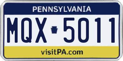 PA license plate MQX5011