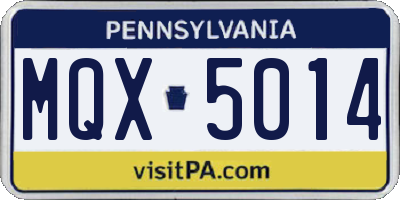 PA license plate MQX5014