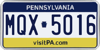 PA license plate MQX5016