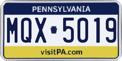 PA license plate MQX5019