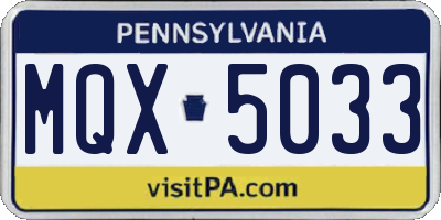 PA license plate MQX5033
