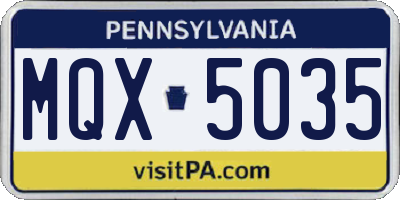 PA license plate MQX5035