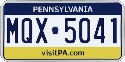 PA license plate MQX5041