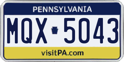 PA license plate MQX5043