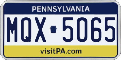 PA license plate MQX5065