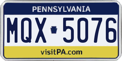 PA license plate MQX5076